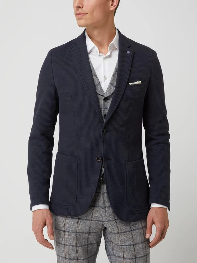 Besorgen ⌛ CG - Club Of Gents Slim Fit 2-Knopf-Sakko Aus Jersey Modell 'Carter' - Blau ? – Bild 4