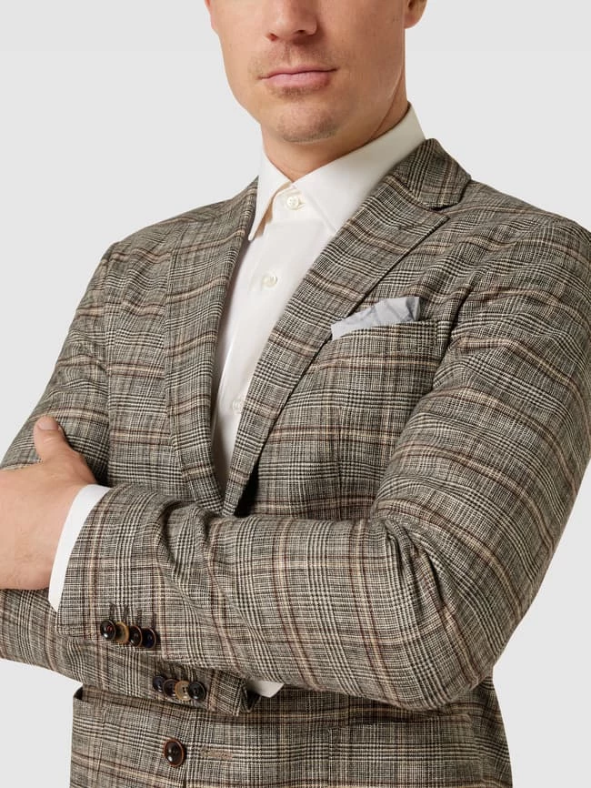 Am billigsten ? CG - Club Of Gents Slim Fit 2-Knopf-Sakko Mit Glencheck-Muster Modell 'Chris' - Beige ? – Bild 3