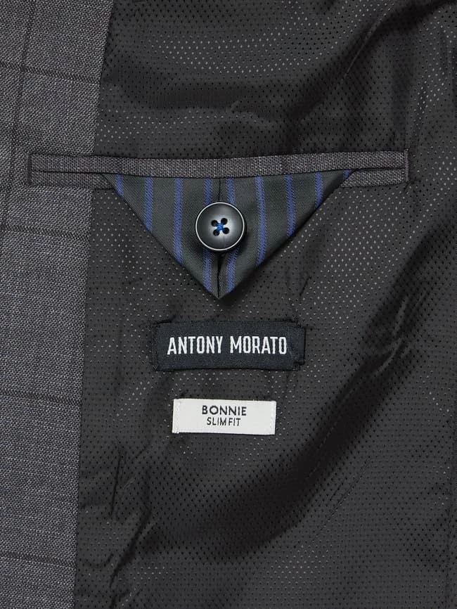 Bestes Angebot ? Antony Morato Slim Fit 2-Knopf Sakko Mit Gitterkaro Modell 'Bonnie' - Mittelgrau ? – Bild 6