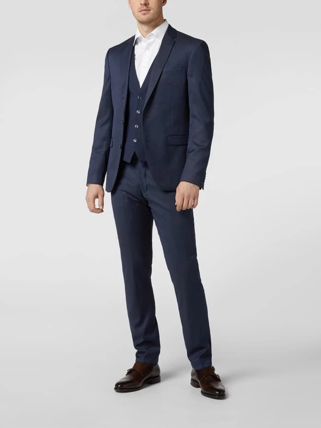 Großhandel ❤️ MCNEAL Slim Fit 2-Knopf-Sakko Mit Webmuster - Marineblau ?