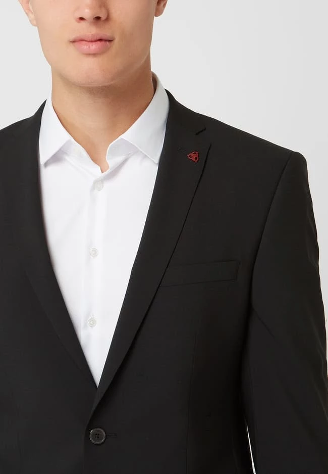 Auslauf ? Roy Robson Slim Fit Anzug Mit 2-Knopf-Sakko - Schwarz ? – Bild 3