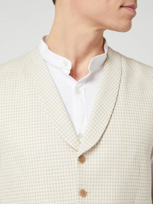 Auslauf ? CG - Club Of Gents Slim Fit Weste Mit Leinen-Anteil Modell 'Paddy' - Beige ⌛ – Bild 3