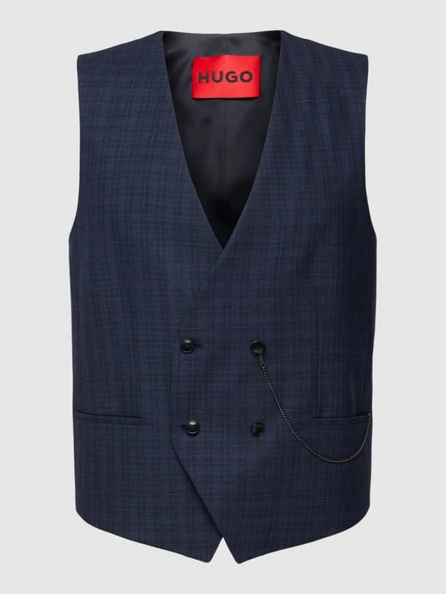 Schlussverkauf ❤️ HUGO Weste Mit Glencheck-Muster Modell 'Vin' - Marineblau ⌛