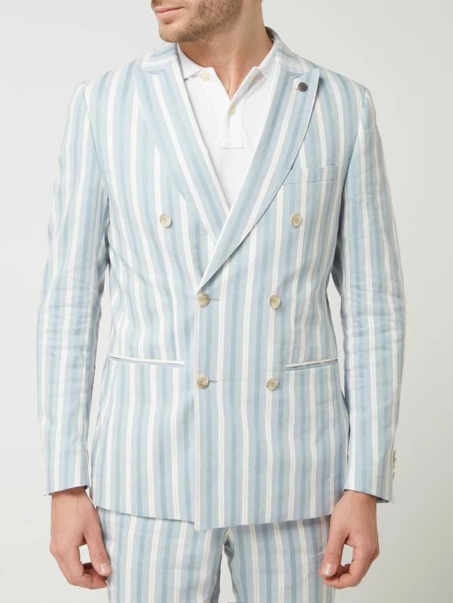 Bestes Angebot ⭐ CG - Club Of Gents Slim Fit Sakko Mit 2-reihiger Knopfleiste - ‘Savile Row’ - Hellblau ? – Bild 4