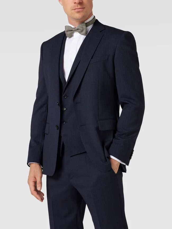 Besorgen ✔️ BOSS Slim Fit Anzug Mit Strukturmuster Modell 'Huge' - Marineblau ⭐ – Bild 4