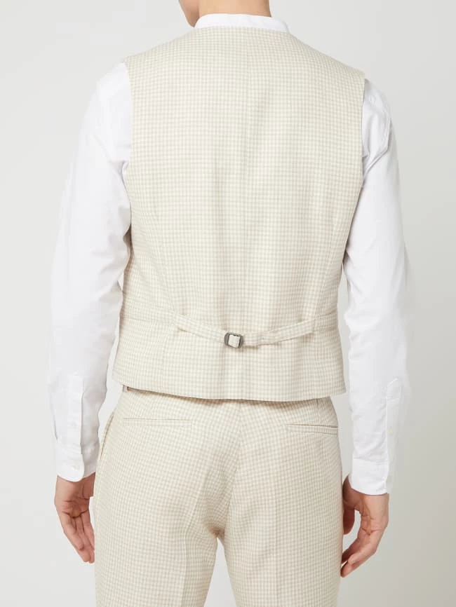 Auslauf ? CG - Club Of Gents Slim Fit Weste Mit Leinen-Anteil Modell 'Paddy' - Beige ⌛ – Bild 5