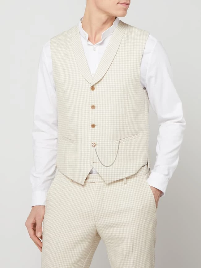 Auslauf ? CG - Club Of Gents Slim Fit Weste Mit Leinen-Anteil Modell 'Paddy' - Beige ⌛ – Bild 4