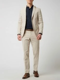 Auslauf ? CG - Club Of Gents Slim Fit Anzughose Mit Streifenmuster Modell 'Paco' - Beige ?