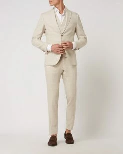 Blitzangebot ? CG - Club Of Gents Slim Fit 2-Knopf-Sakko Aus Leinenmischung Modell 'Paul' - Beige ❤️