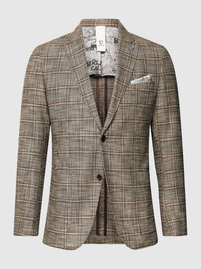 Am billigsten ? CG - Club Of Gents Slim Fit 2-Knopf-Sakko Mit Glencheck-Muster Modell 'Chris' - Beige ? – Bild 2