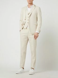 Auslauf ? CG - Club Of Gents Slim Fit Weste Mit Leinen-Anteil Modell 'Paddy' - Beige ⌛