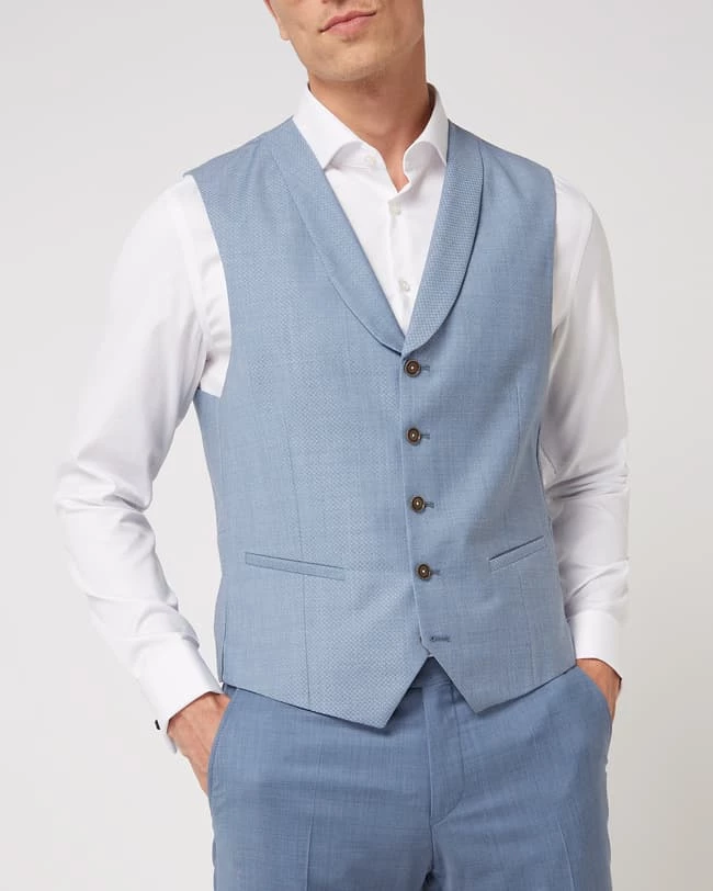 Budget ? CG - Club Of Gents Weste Aus Reiner Schurwolle - YOUR OWN PARTY By CG – CLUB Of GENTS - Hellblau ✔️ – Bild 4