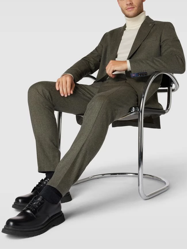 Billig ⭐ CG - Club Of Gents Hose Mit Bügelfalten Modell 'Cruz' - Olivgrün ?