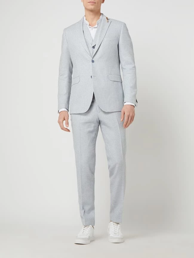 Budget ? CG - Club Of Gents Slim Fit Anzughose Mit Leinen-Anteil Modell 'Paco' - Hellblau ?